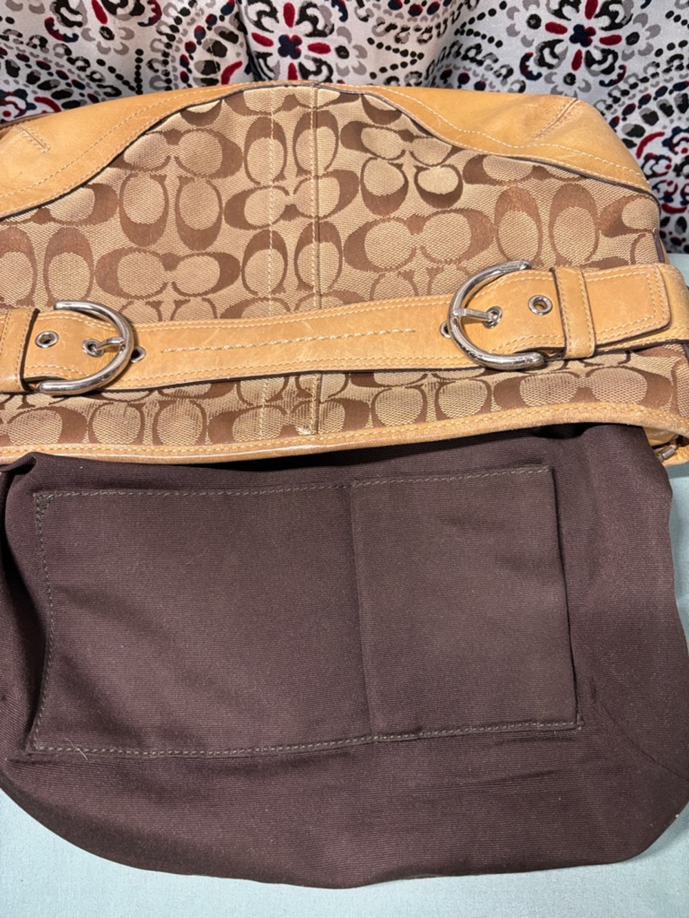 Coach Soho Signature Khaki Brown Buckle Hobo Shoulder Bag J05K-7077 - Picture 13 of 13